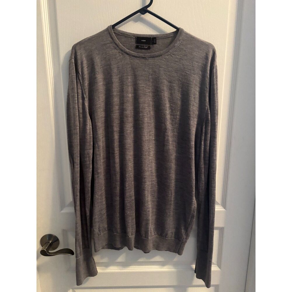 H&M Men's Merino Wool Gray Sweater Size L
